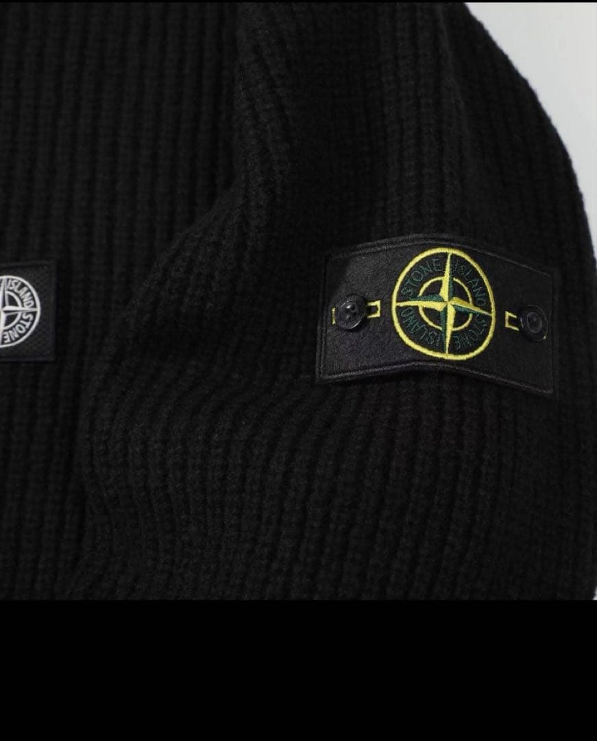 STONE  23AWニットポロブラック　コットン