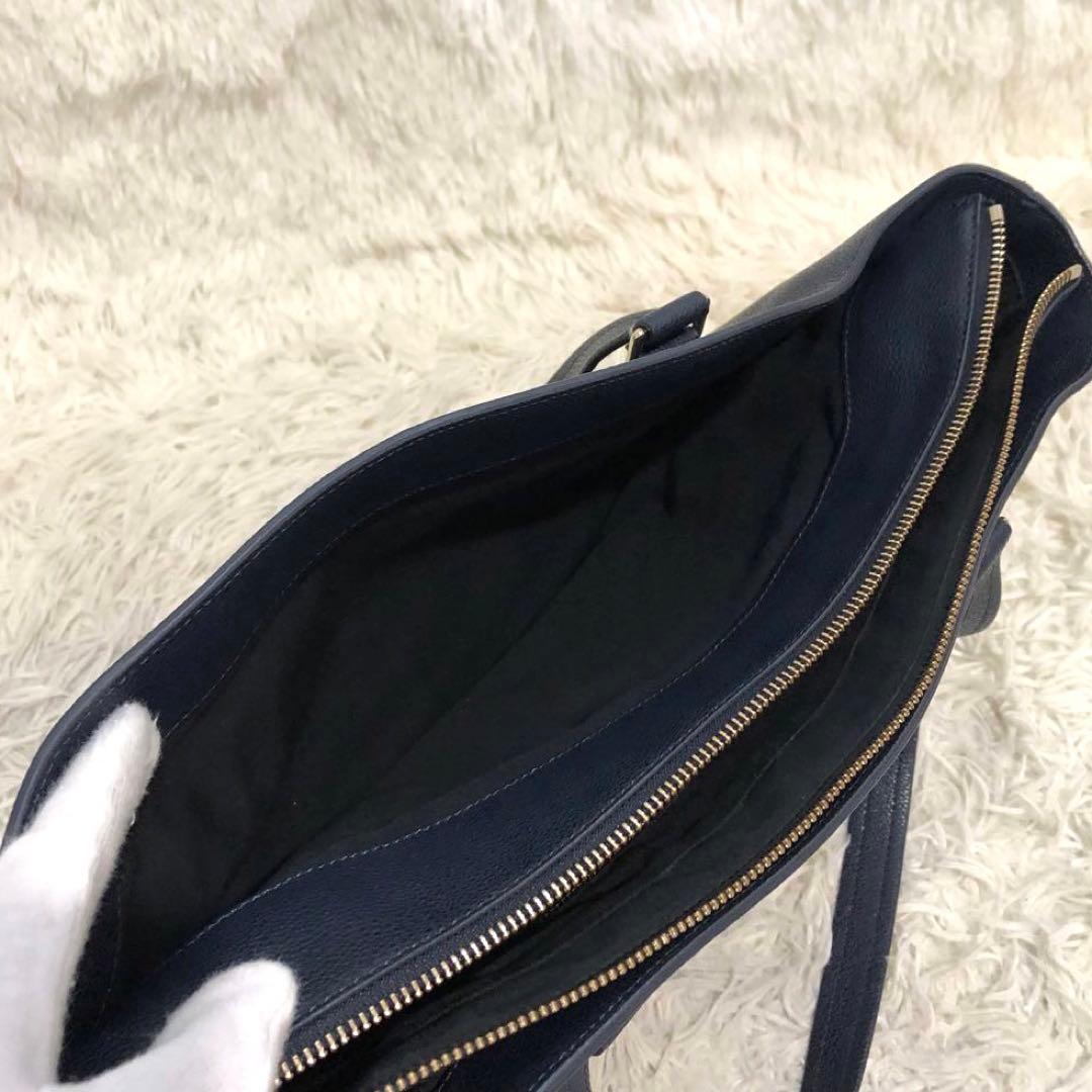 未使用級✨✨ポールスミス レザー　マルチストライプ　トートバッグ ネイビー