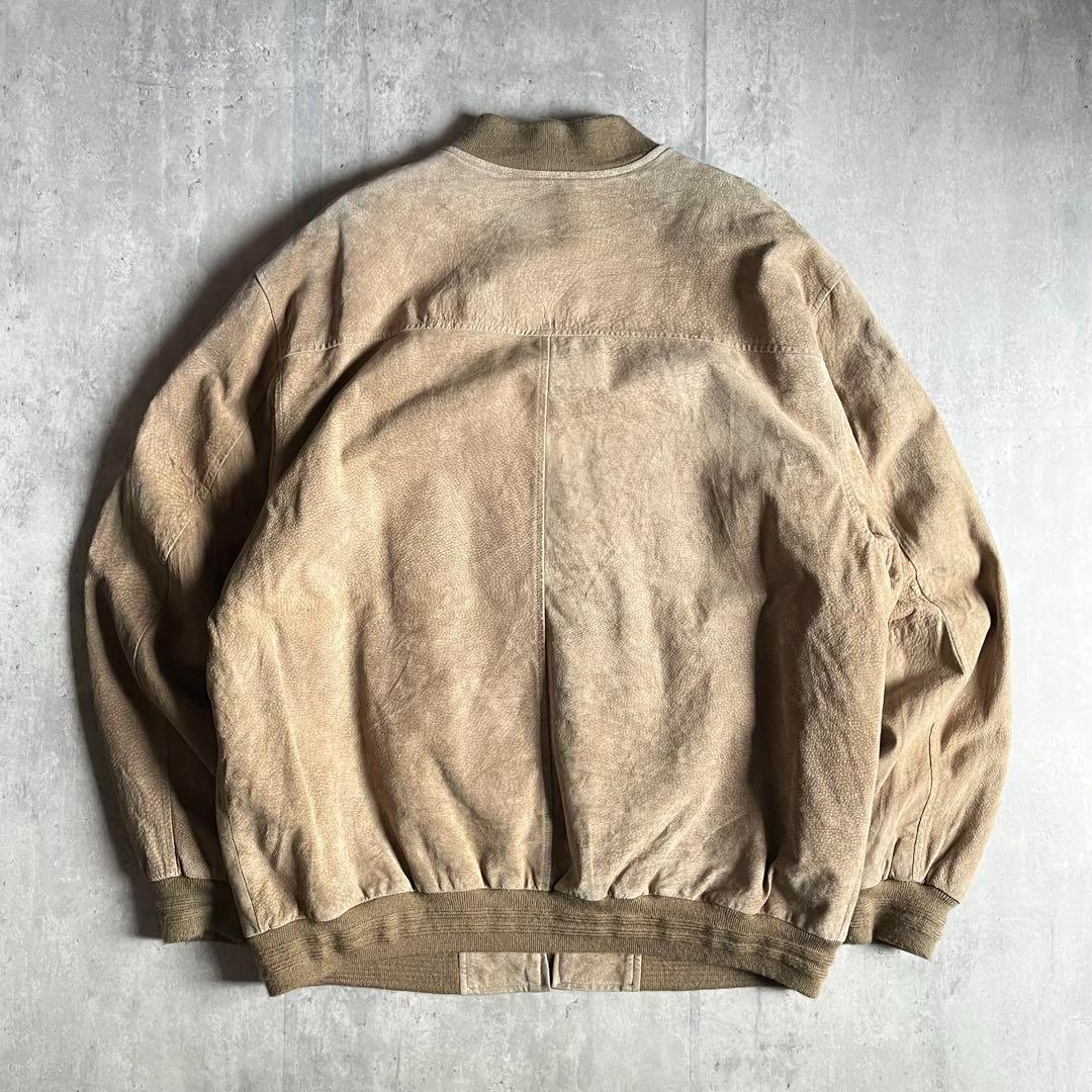 【90s vintage】レザー　ボンバージャケット　ブルゾン　フェード　本革