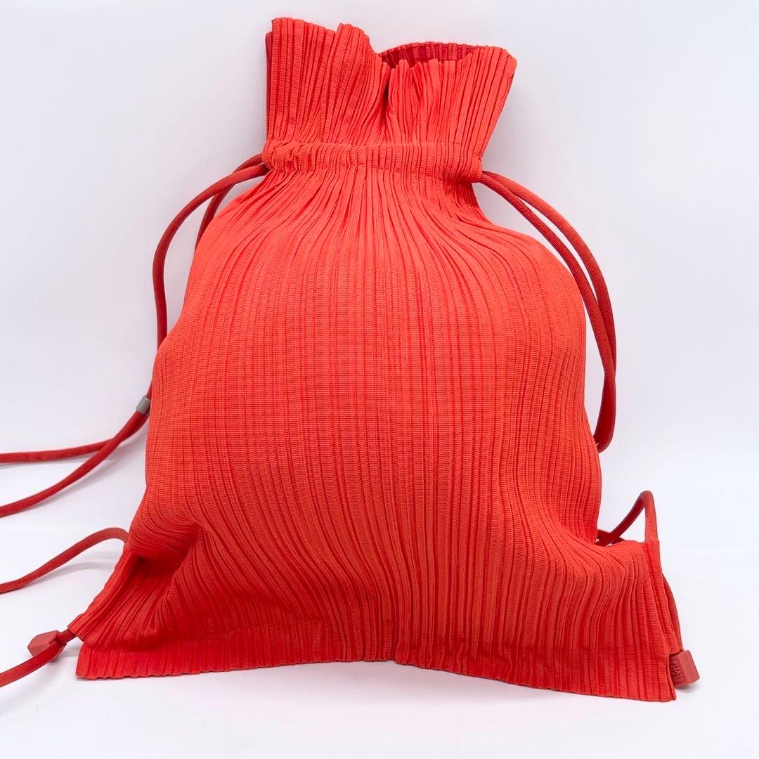 イッセイミヤケ　プリーツプリーツ リュック レッド バックパック　巾着