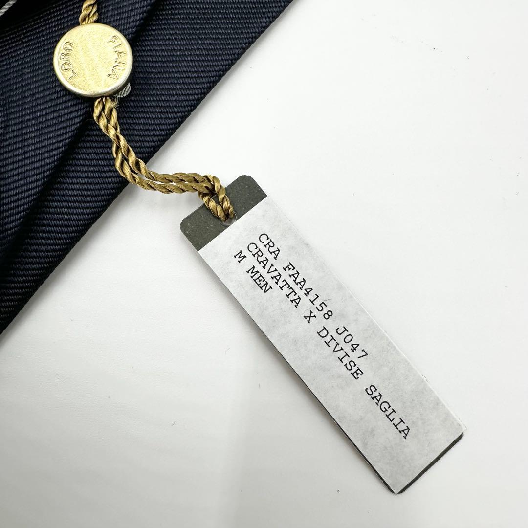 未使用品◎Loro Piana シルクネクタイ メンズ ビジネス ドット柄 紺