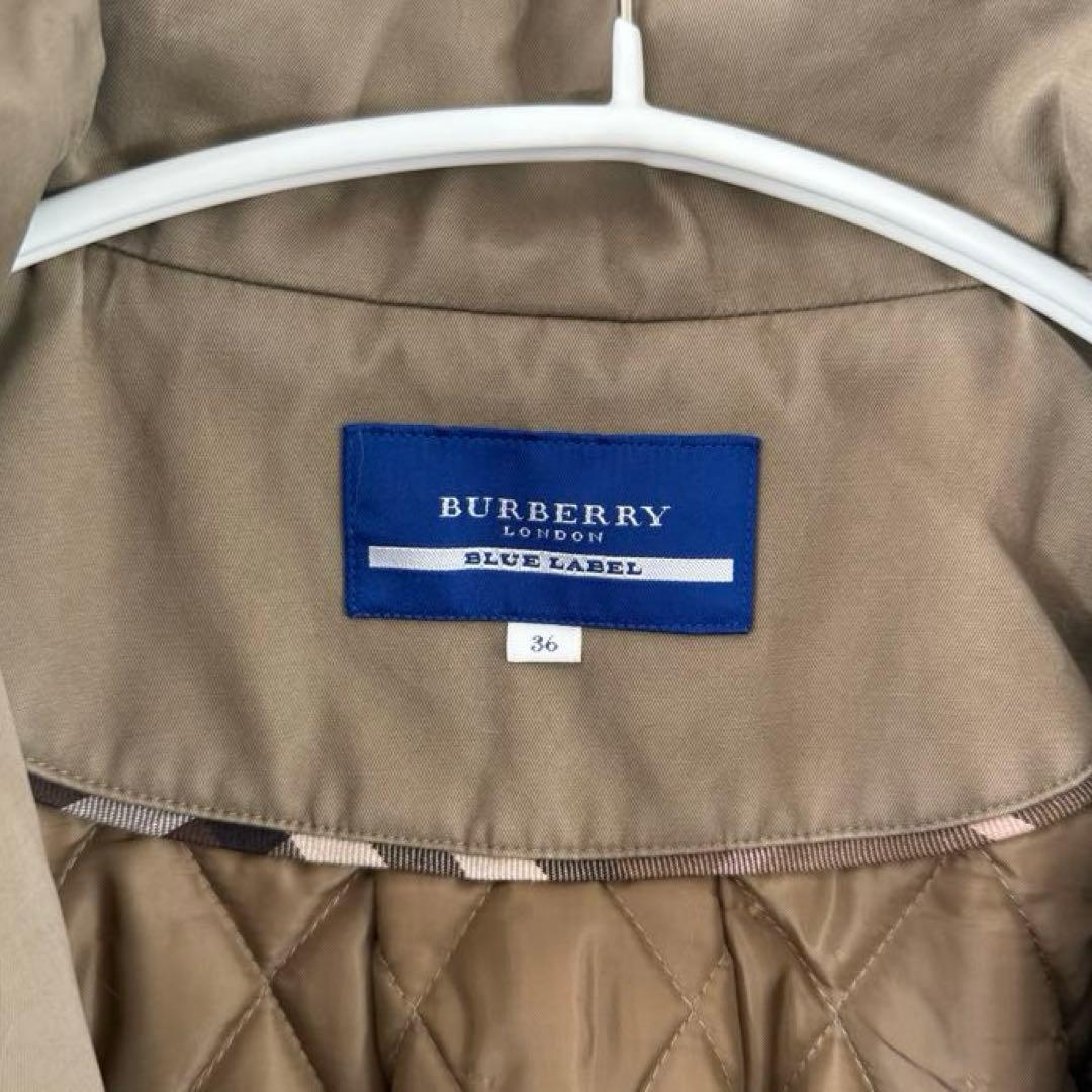 バーバリーブルーレーベル　ミリタリージャケット モッズコート 中綿 ファー 38