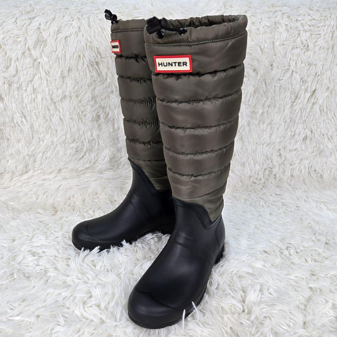 【美品】HUNTER ハンター スノーキルティングブーツ ナイロン 23cm