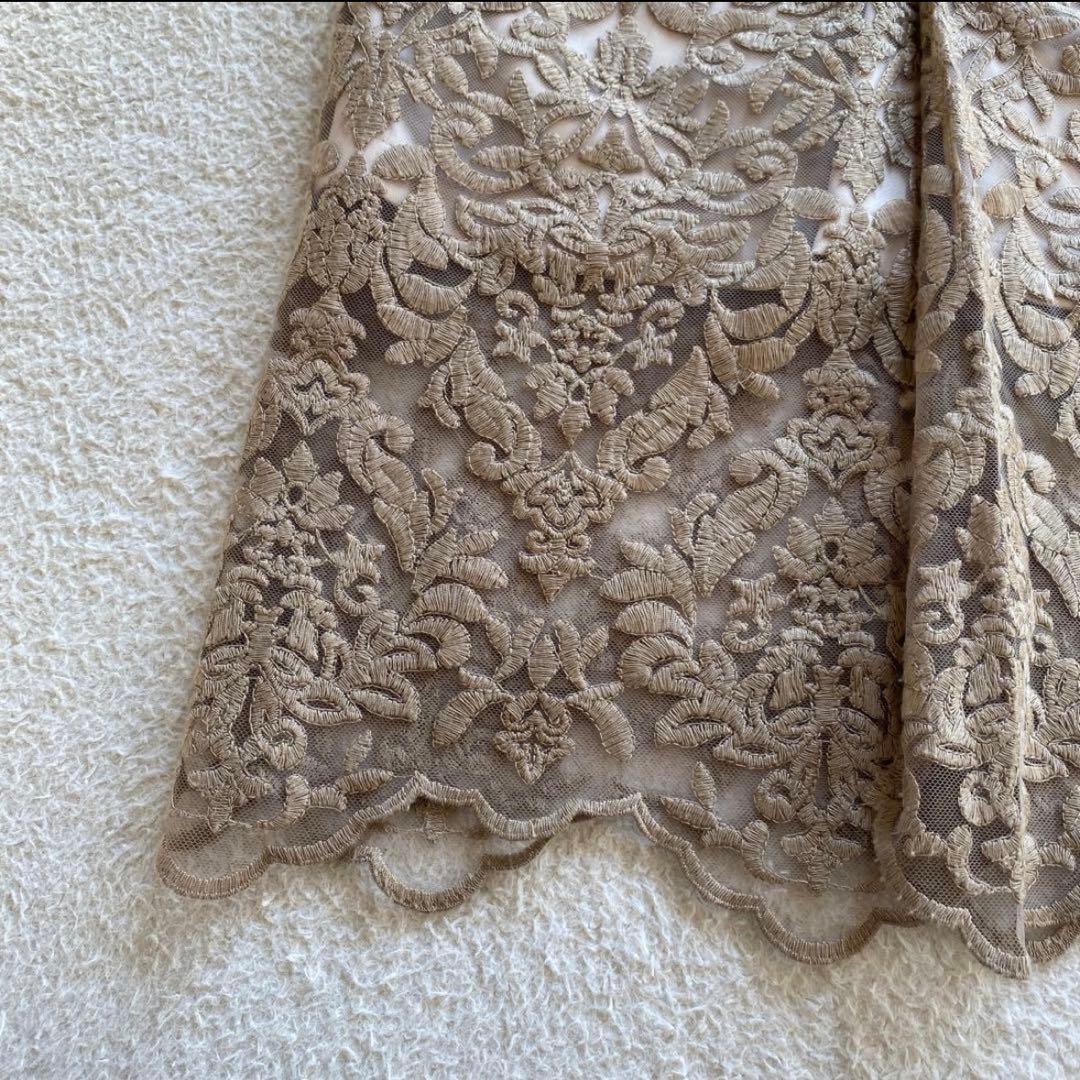 【2025年モデル】anuans エンブロイダリーレーススカート　ベージュ