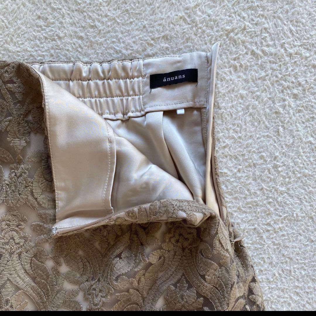 【2025年モデル】anuans エンブロイダリーレーススカート　ベージュ