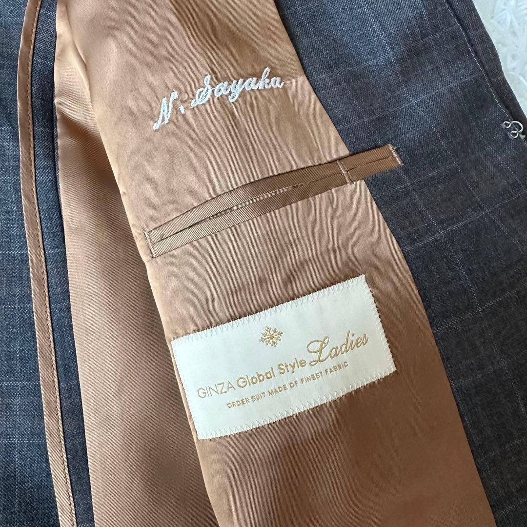 GINZA Global Styleセットアップスーツ グレンチェックノーカラー