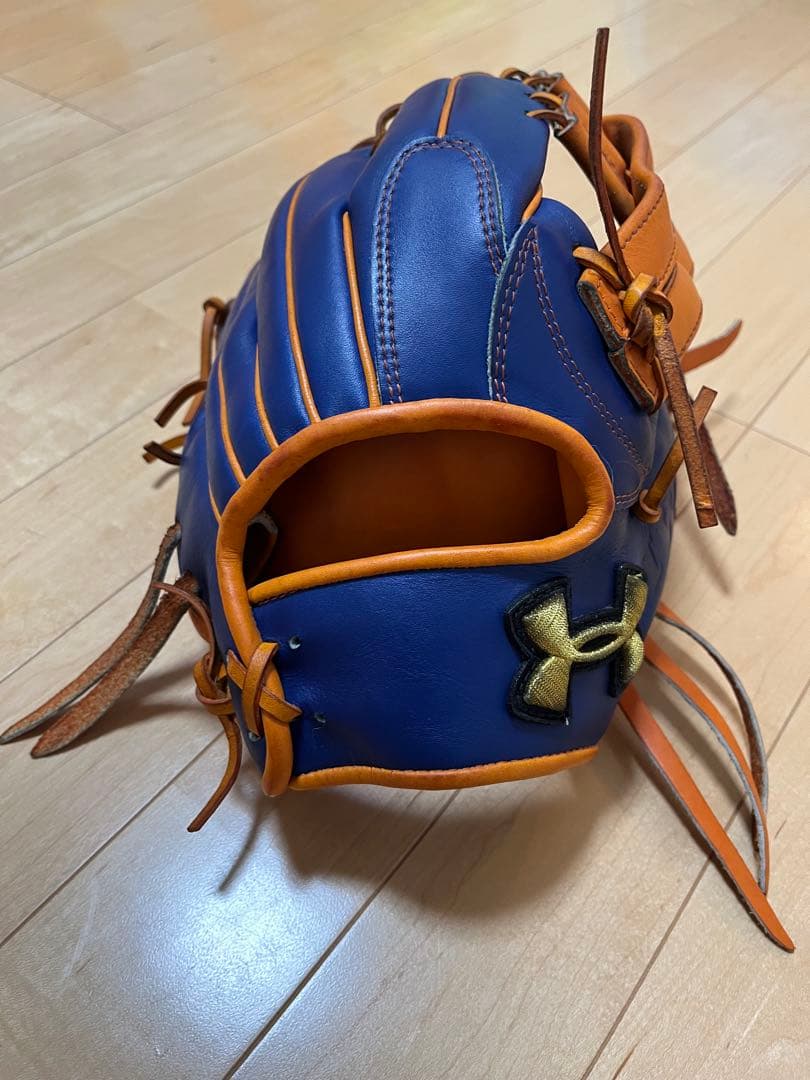 アンダーアーマ　軟式　グローブ 青　オレンジ　オーダー　中古　オールラウンド