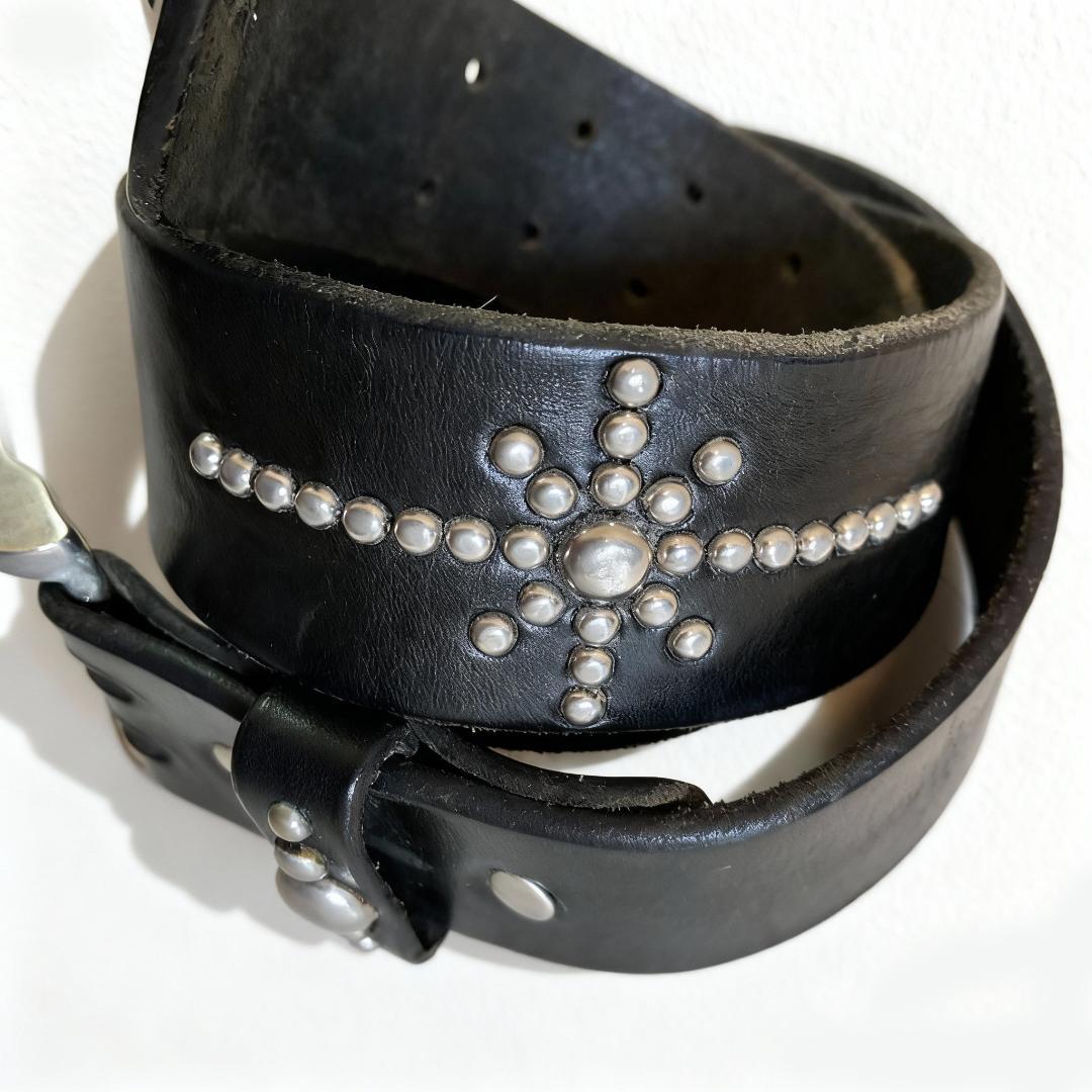 wjk スタッズベルト 本革 レザー ブラック akm junhashimoto