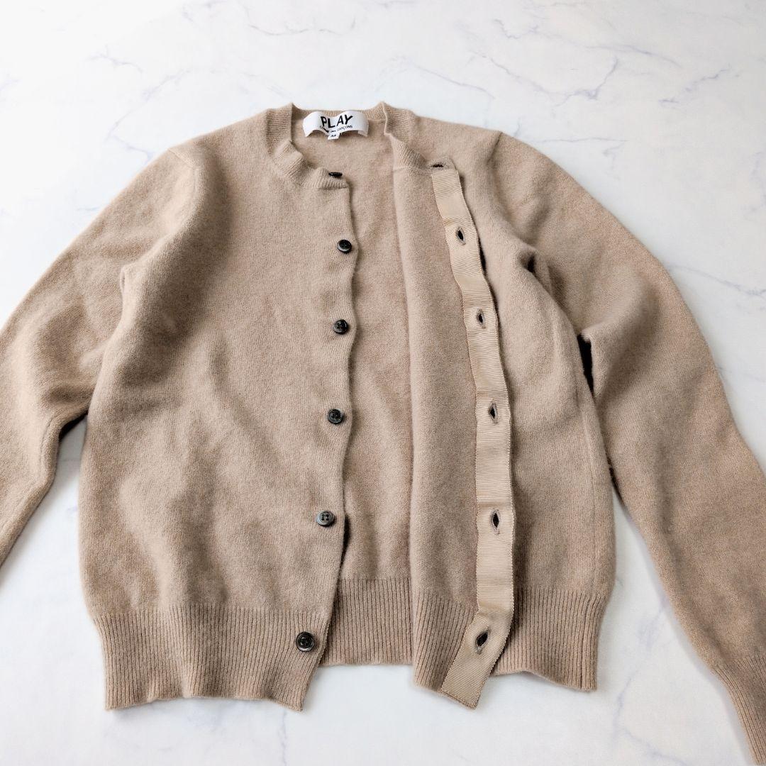 プレイコムデギャルソン カーディガン ブラックハート ウール100% M