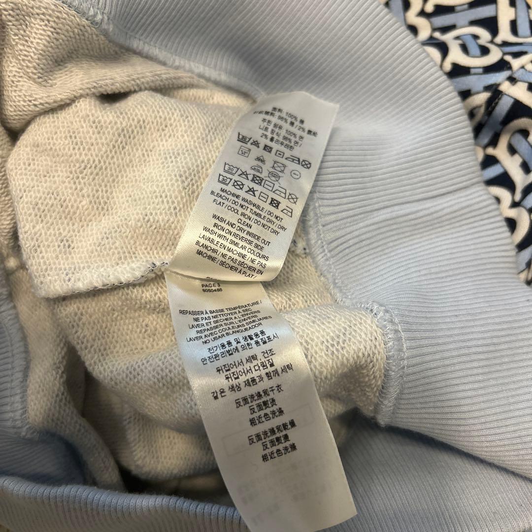BURBERRY バーバリー TBモノグラム スウェット ライトブルー Ｓ