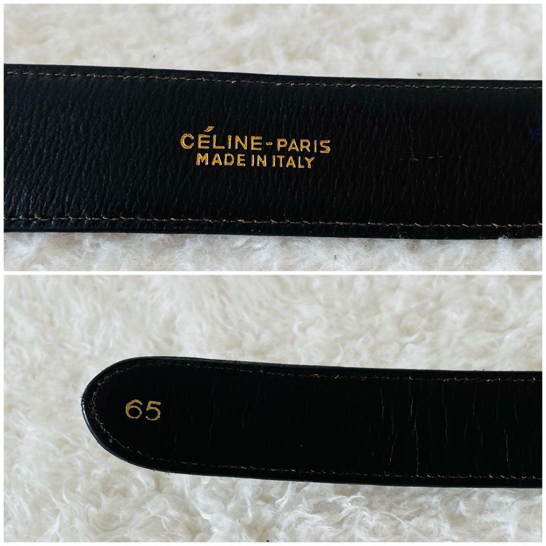 CELINE ベルト 65 こげ茶 ゴールド レディース レザーベルト 馬車金具