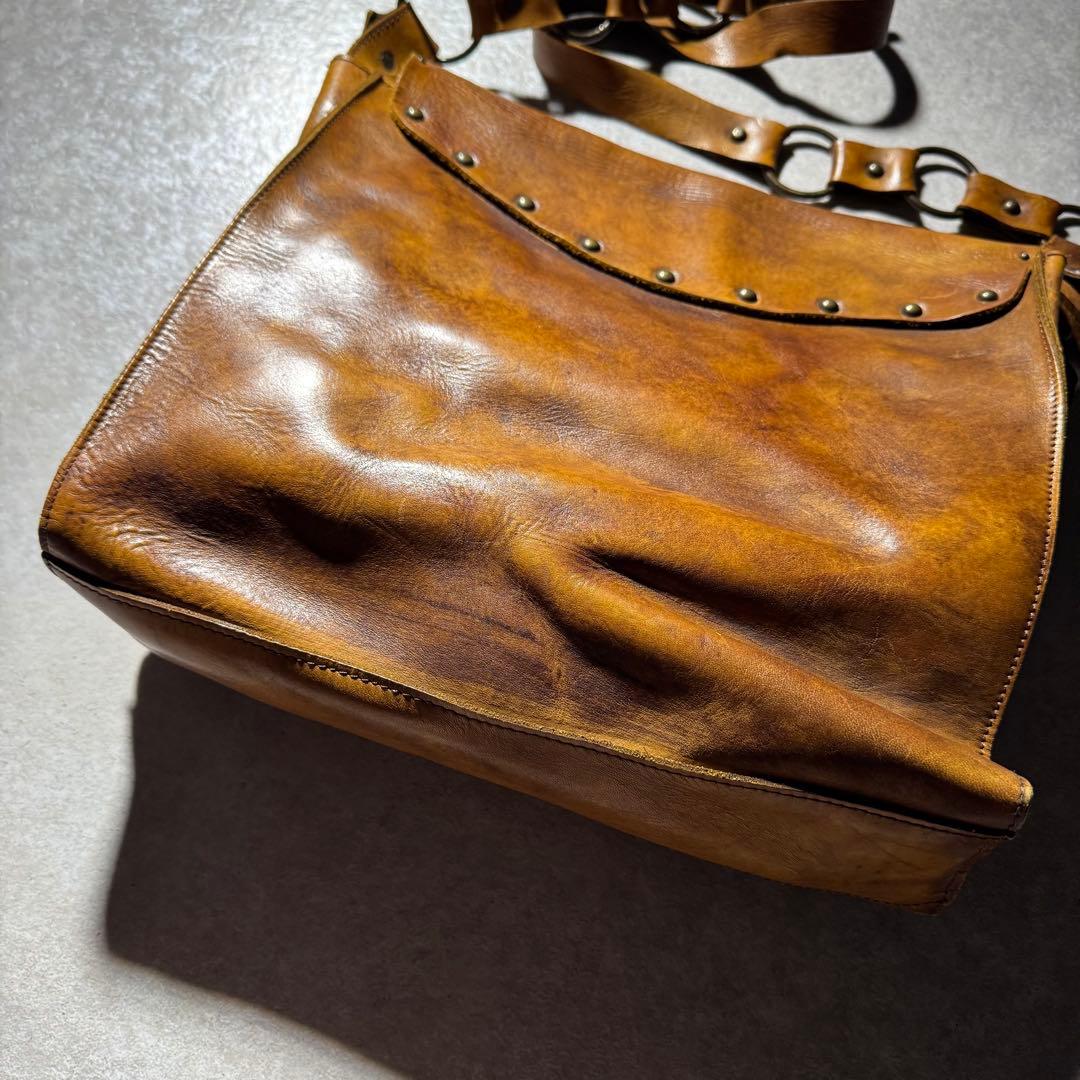 バッグ OLD leather shoulder bag studs grunge
