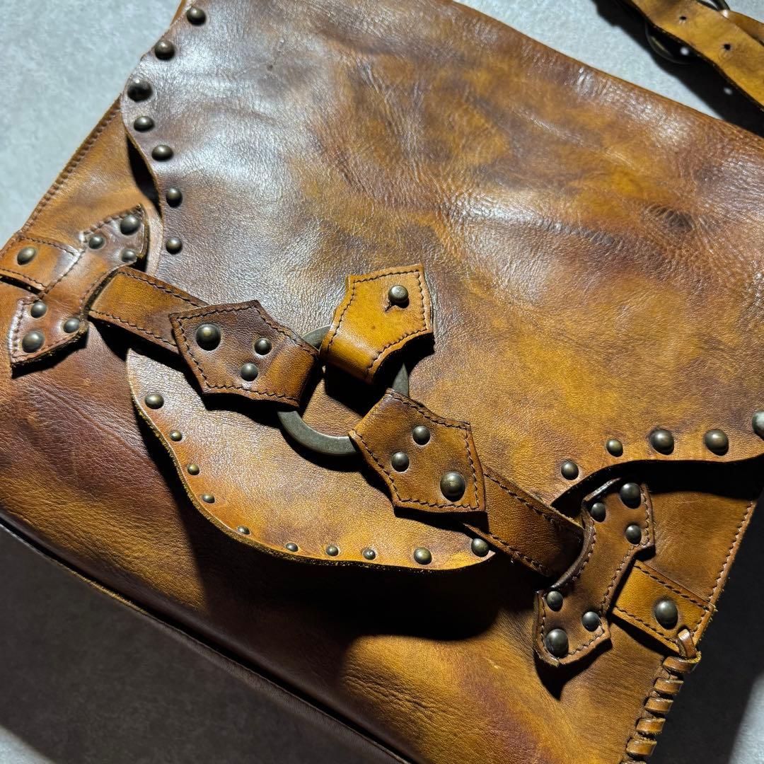 バッグ OLD leather shoulder bag studs grunge