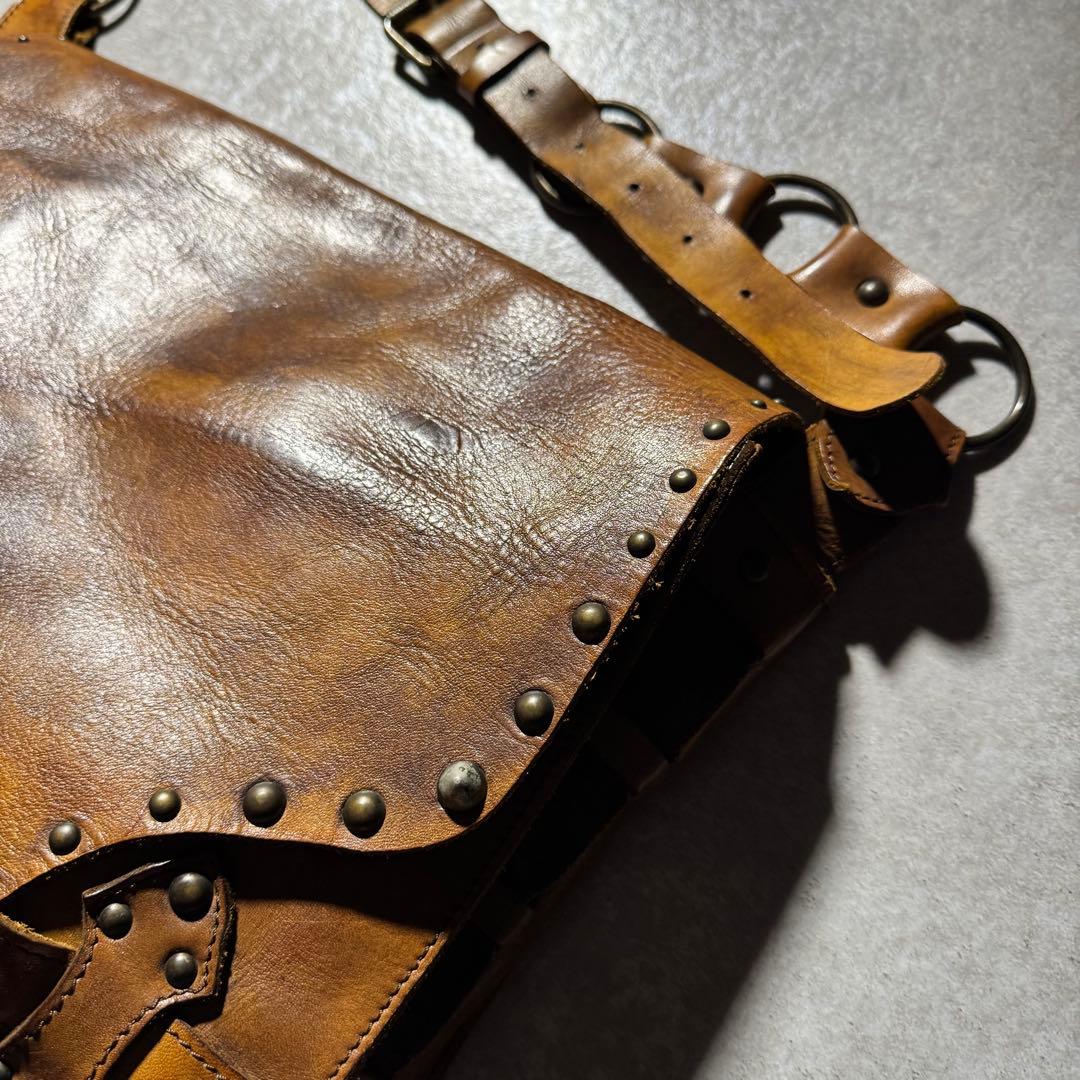 バッグ OLD leather shoulder bag studs grunge