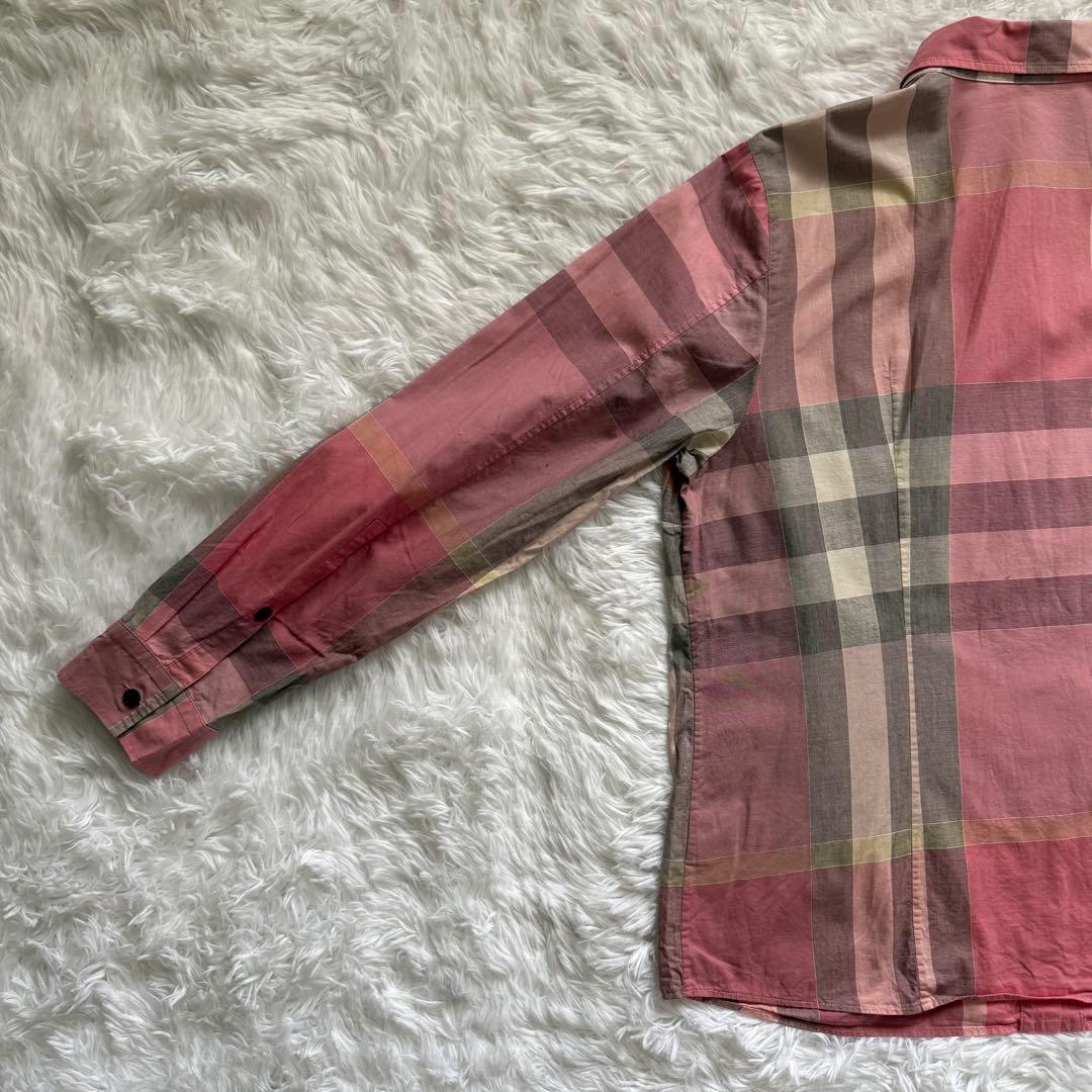 美品 BURBERRY バーバリーロンドン メガチェック シャツ ピンク 46
