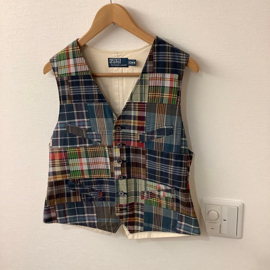 ラルフローレン　パッチワークベスト　ポロカントリー　RRL Mサイズ　美品