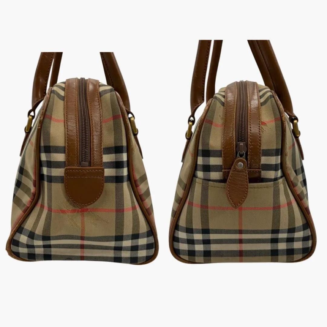 Burberrys ノバチェック ミニボストン レザー キャンバス バーバリーズ