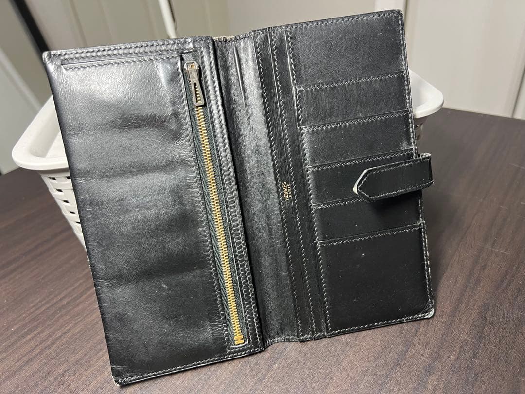 HERMES エルメス ベアン クラシック ボックスカーフ 長財布　□F刻印