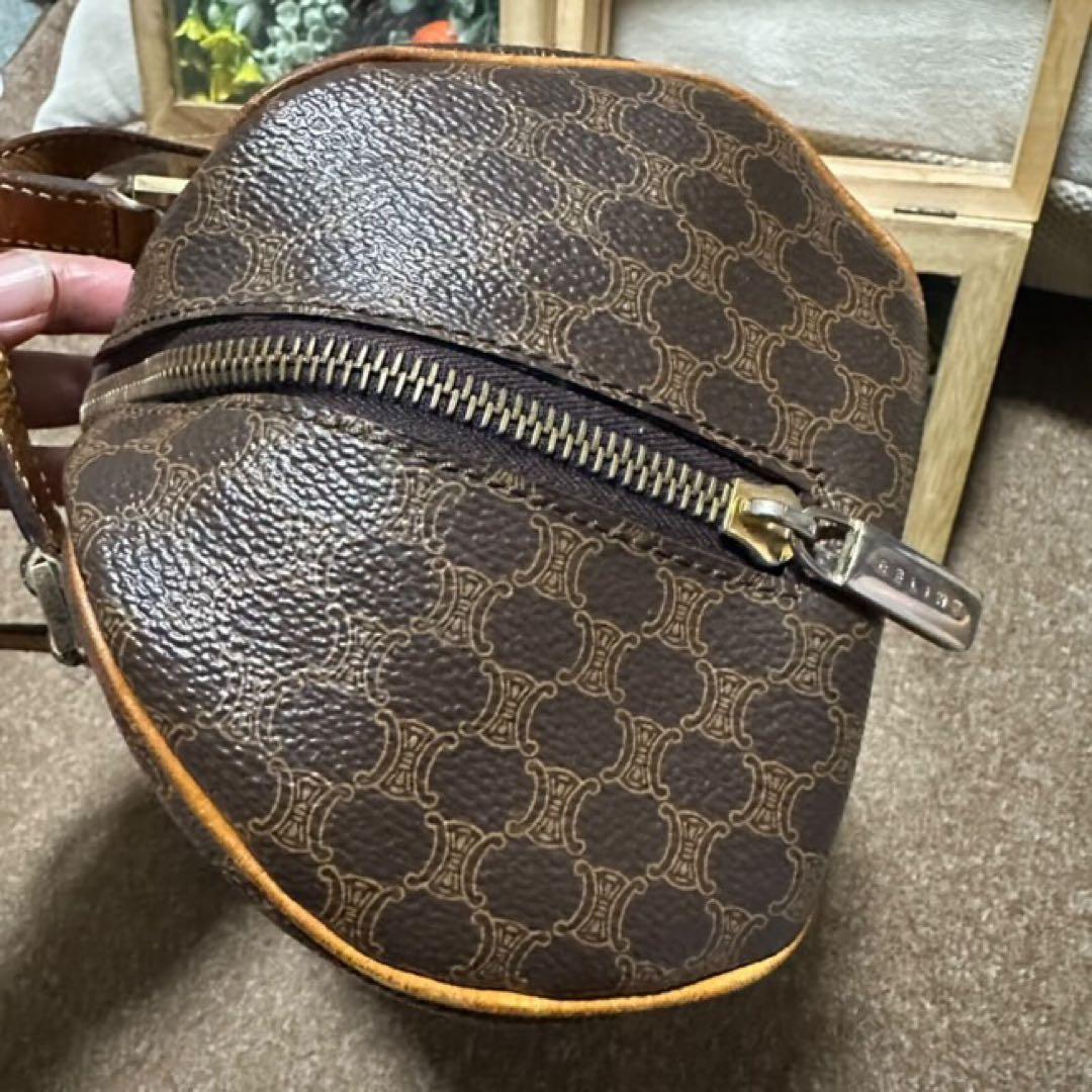 CELINE マカダム柄 ハンドバッグ ドラム型ミニボストンバッグ