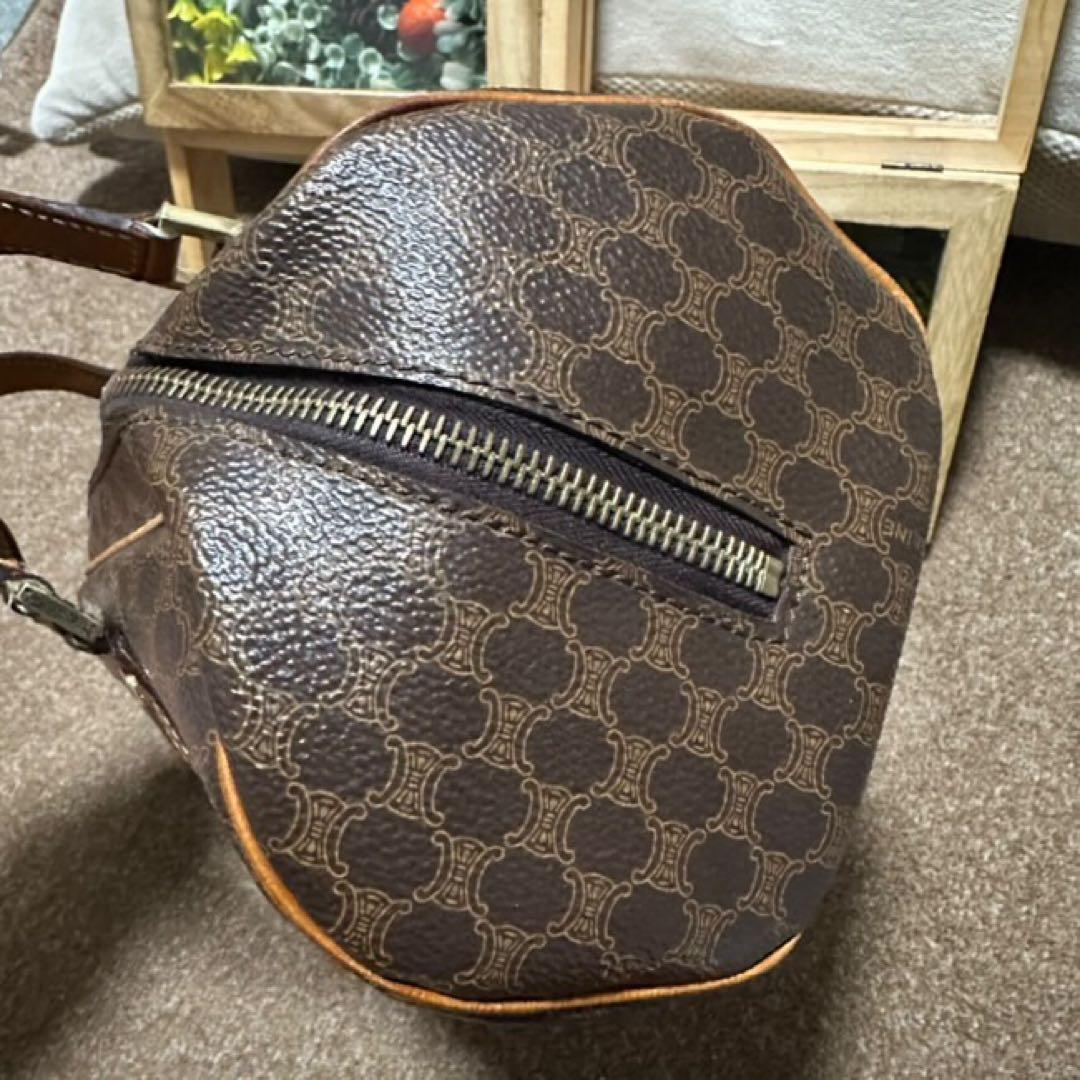 CELINE マカダム柄 ハンドバッグ ドラム型ミニボストンバッグ