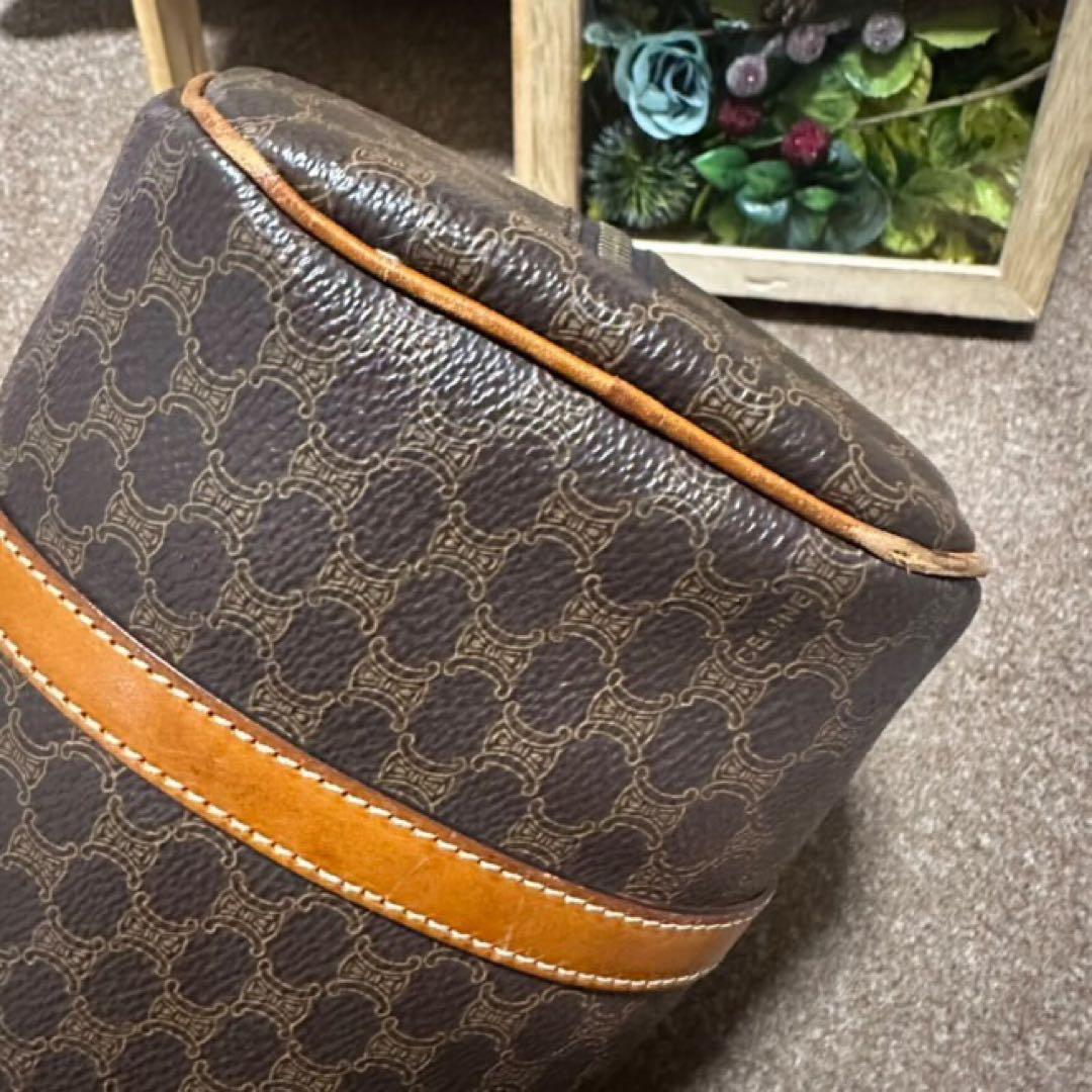 CELINE マカダム柄 ハンドバッグ ドラム型ミニボストンバッグ