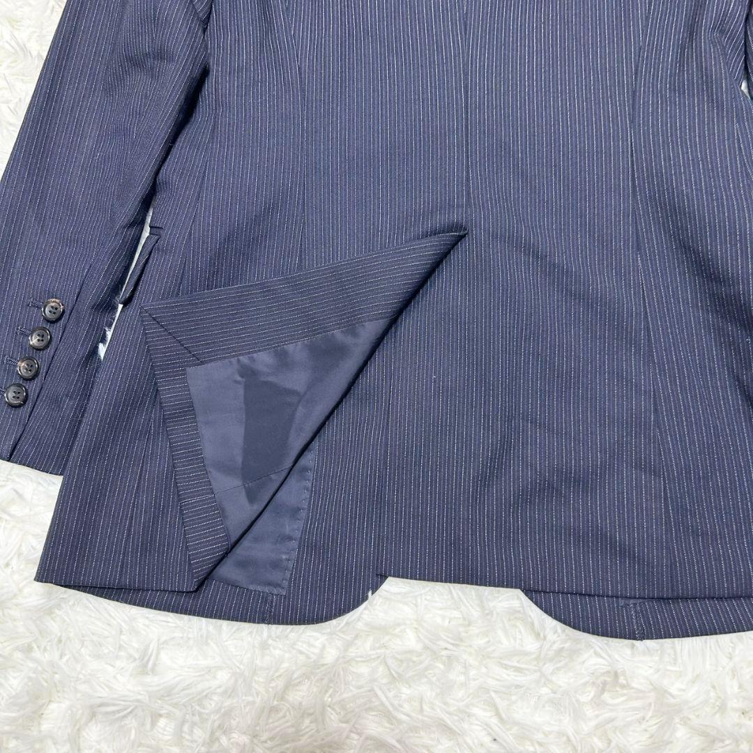 【美品】セオリーリュクス スーツ セットアップ ストライプ ネイビー シルク混