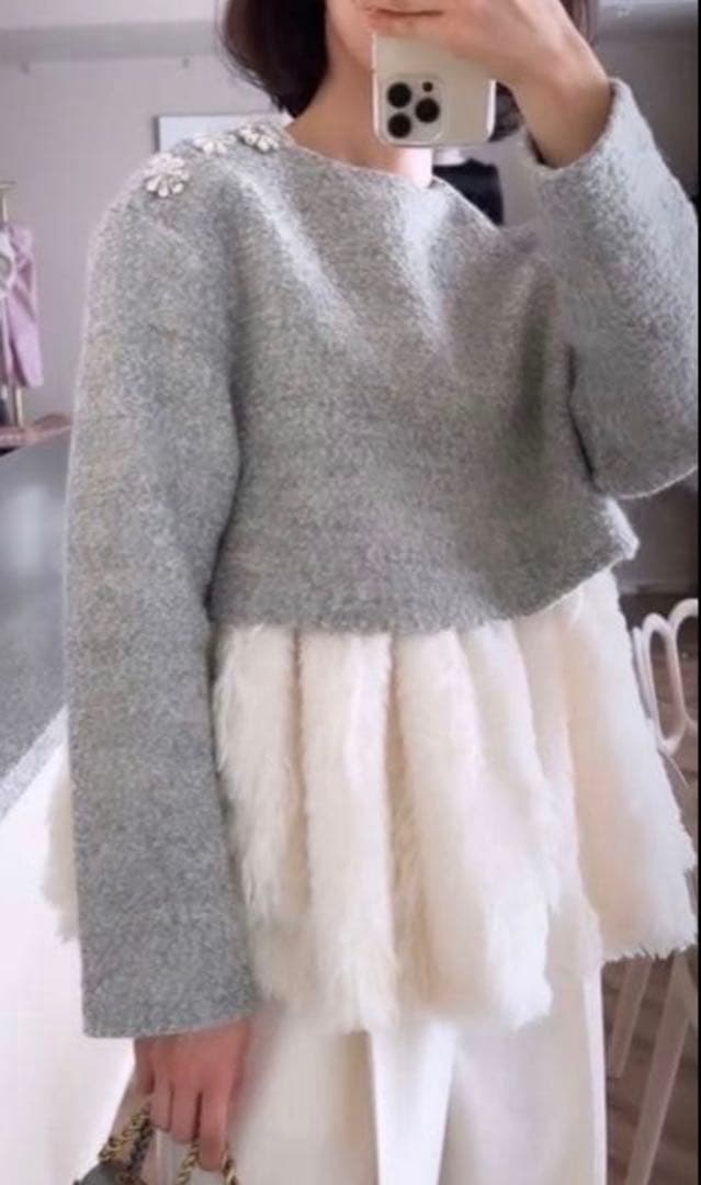 SEVENTEN セブンテン フェザーヤーンレイヤードウールトップスS