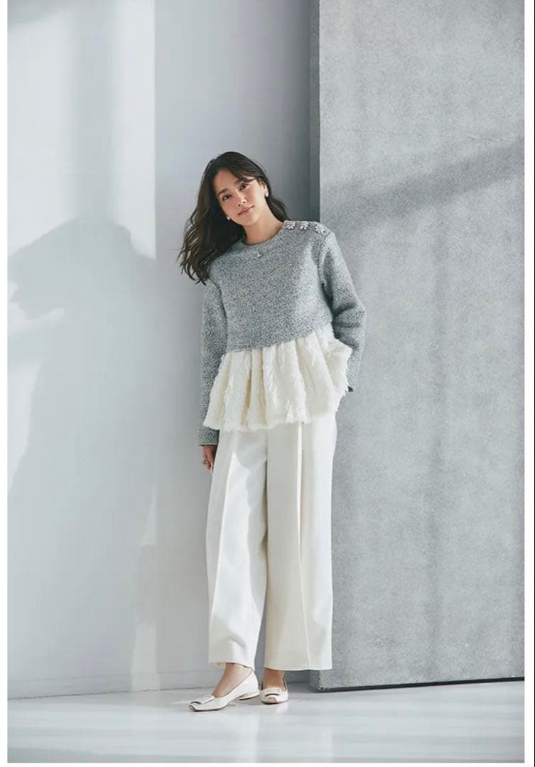 SEVENTEN セブンテン フェザーヤーンレイヤードウールトップスS