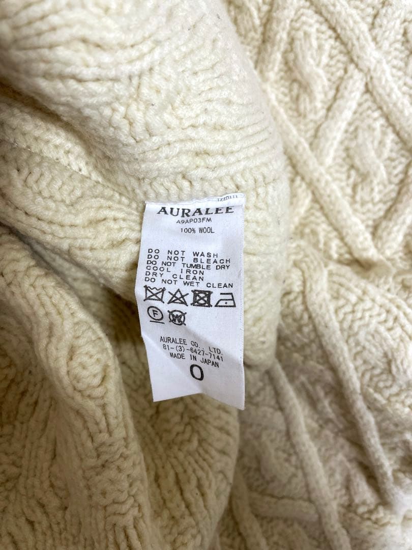 auralee オーラリー メリノウール ケーブルニット アランニット