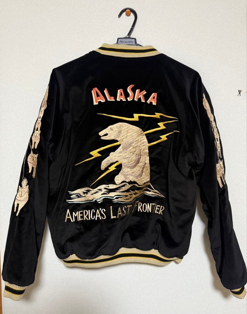 テーラー東洋 スカジャン ポーラーベア × アラスカ地図 別珍XL