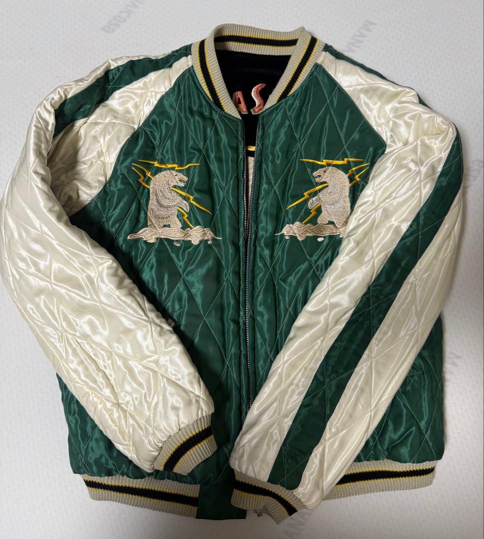 テーラー東洋 スカジャン ポーラーベア × アラスカ地図 別珍XL