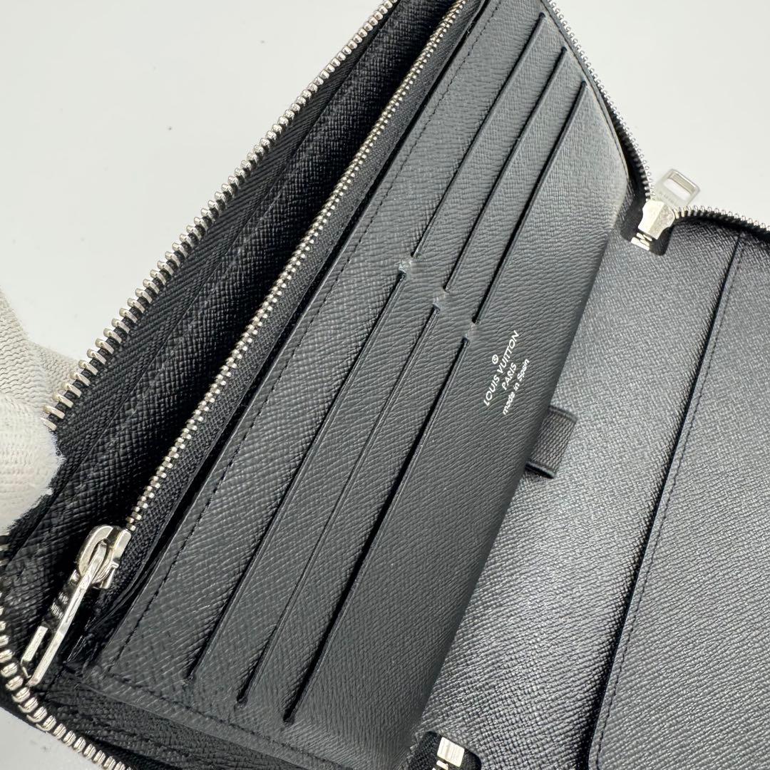 ルイヴィトン タイガ ジッピーオーガナイザー レザー ラウンド 長財布 黒