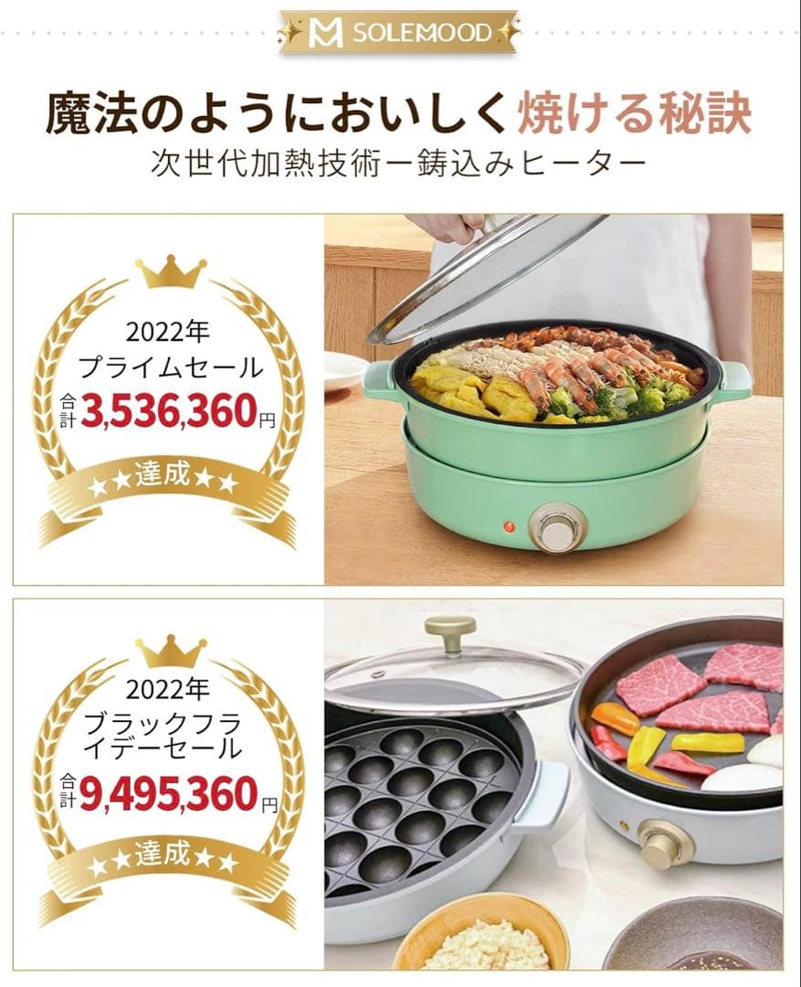 SOLEMOOD WL-G301 ホットプレート ブルー