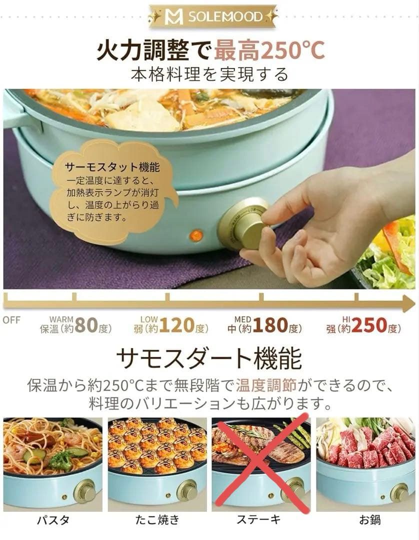 SOLEMOOD WL-G301 ホットプレート ブルー