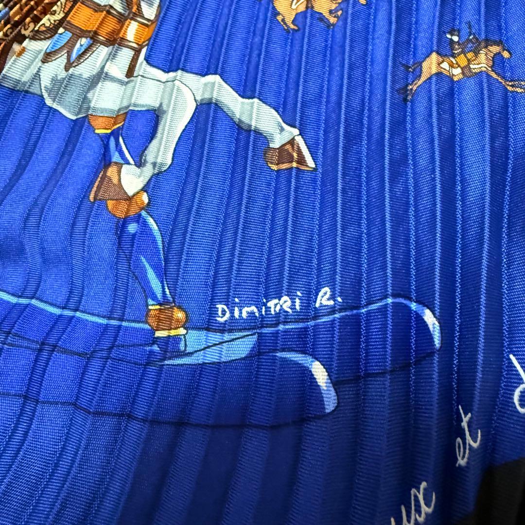 M*☆様 エルメス　プリーツ　カレ　スカーフ　青い木馬