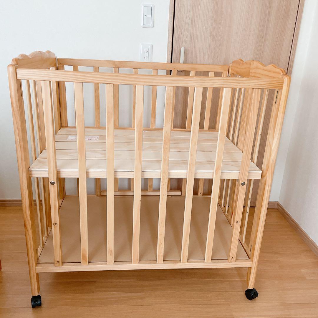 ベビーベッド 木製 大和屋 キャスター付き 60×90cm 出産準備