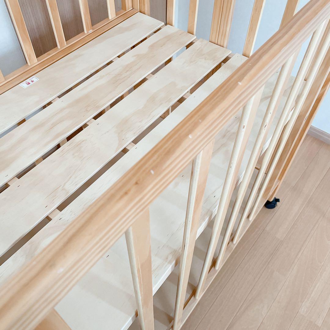 ベビーベッド 木製 大和屋 キャスター付き 60×90cm 出産準備