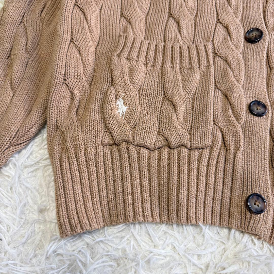 【ポロラルフローレン】美品 カーディガン ケーブルニット ベージュ レディース