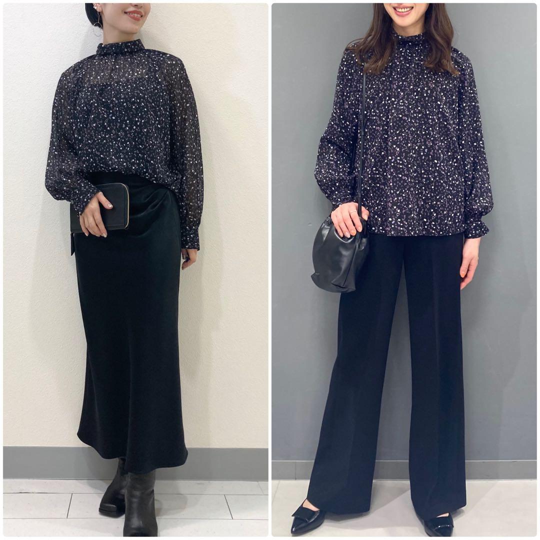 theory luxe 2024 シアー素材スタンドカラーブラウス