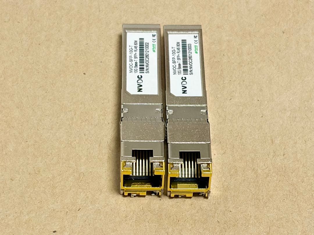 10GBASE-T 銅線 SFP+ 光トランシーバ 2個