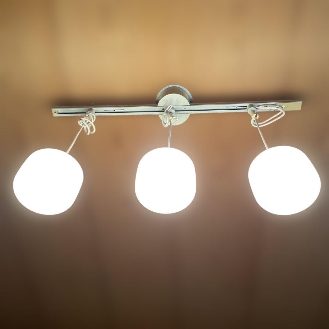 無印良品　ガラスペンダントライト　3連　レールシステム