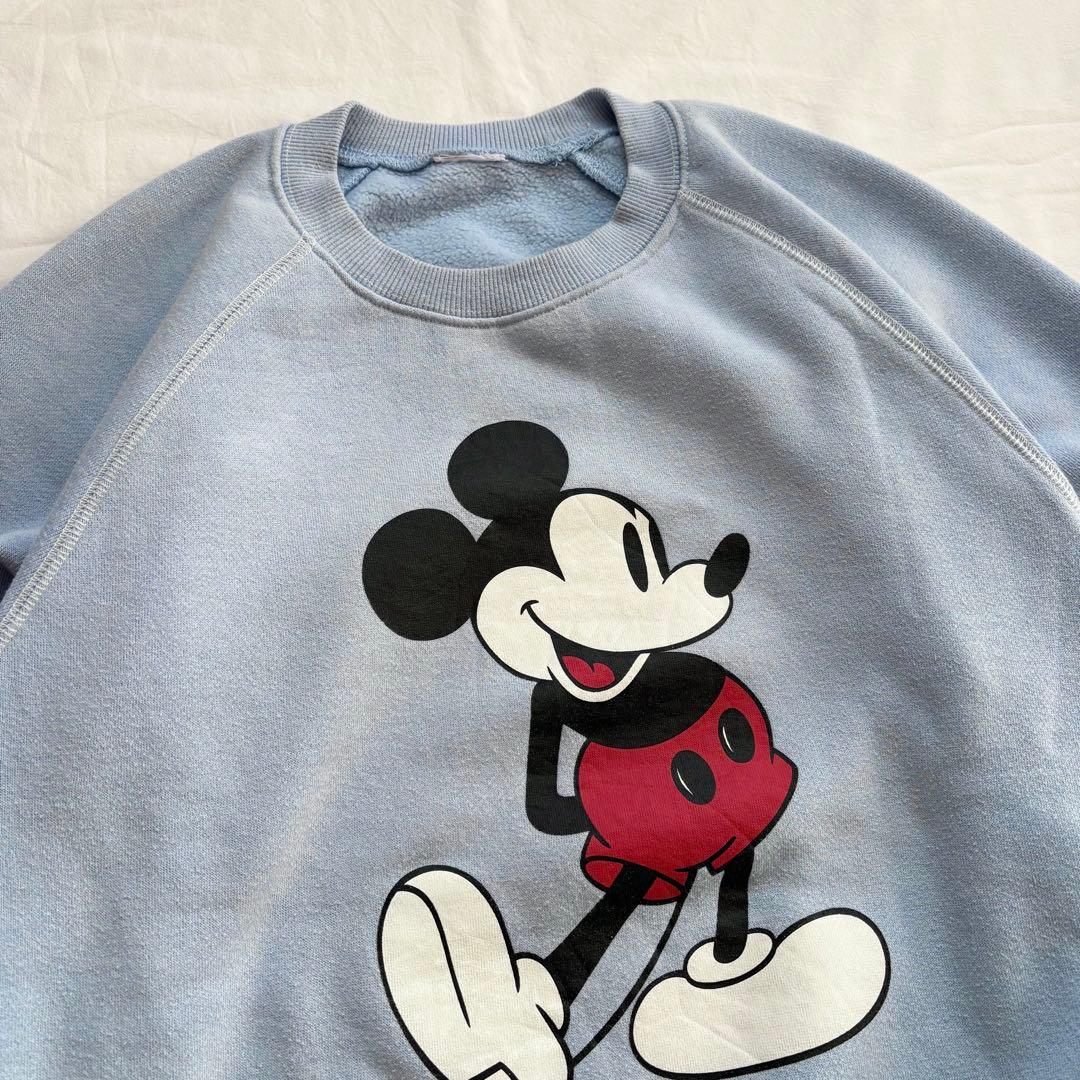 希少 大人気！ ヴィンテージ ミッキー 白足 スウェット 水色 Disney