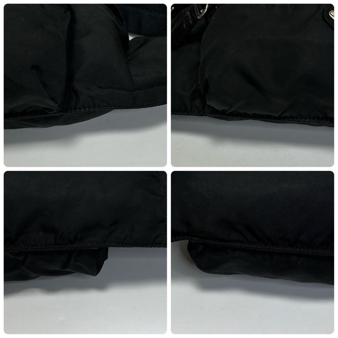 j77【極美品】プラダ　三角ロゴ　ナイロンブラック　ウエストポーチボディバッグ