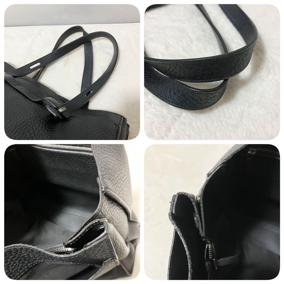 大容量 FURLA ジョーヴェ トート ビジネス バッグ A4 シボ革 黒