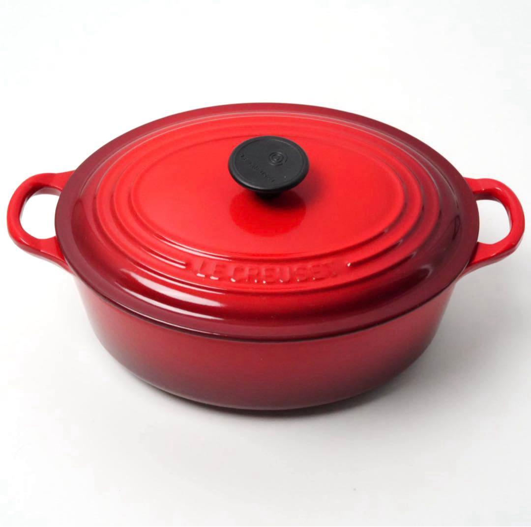 【美品】LE CREUSET　ココット オーバル チェリーレッド　23cm
