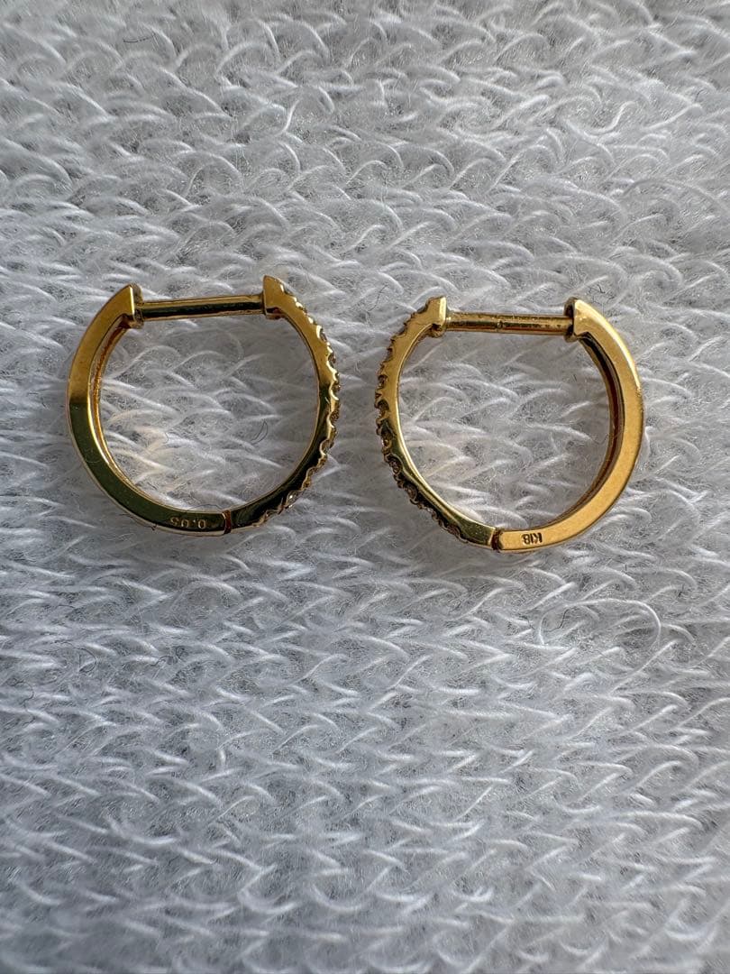 K18YG ダイヤモンド フープピアス