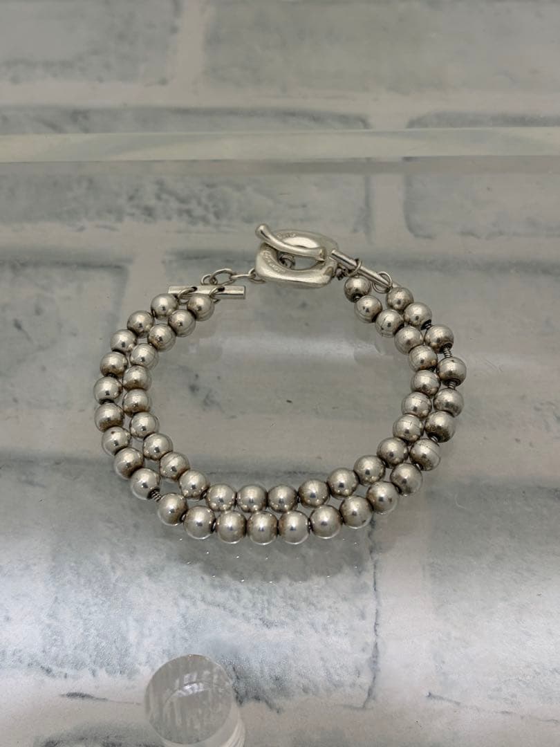 希少　オールドティファニー　ヘビー　Tバー　2連　ボールチェーン　ブレス　53g