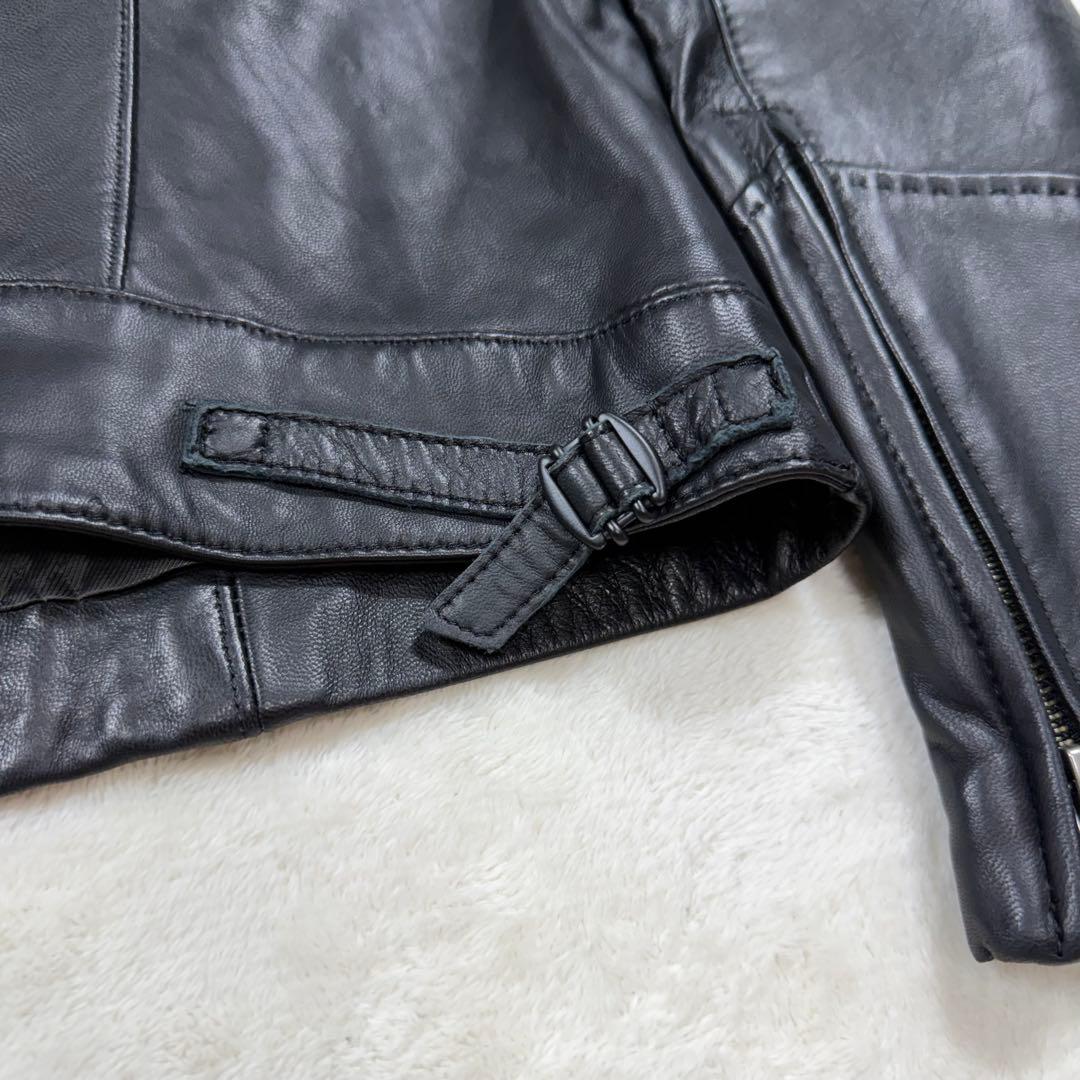 アンタイトル 大きい 2XL ラムレザー ノーカラー シングルライダース 黒