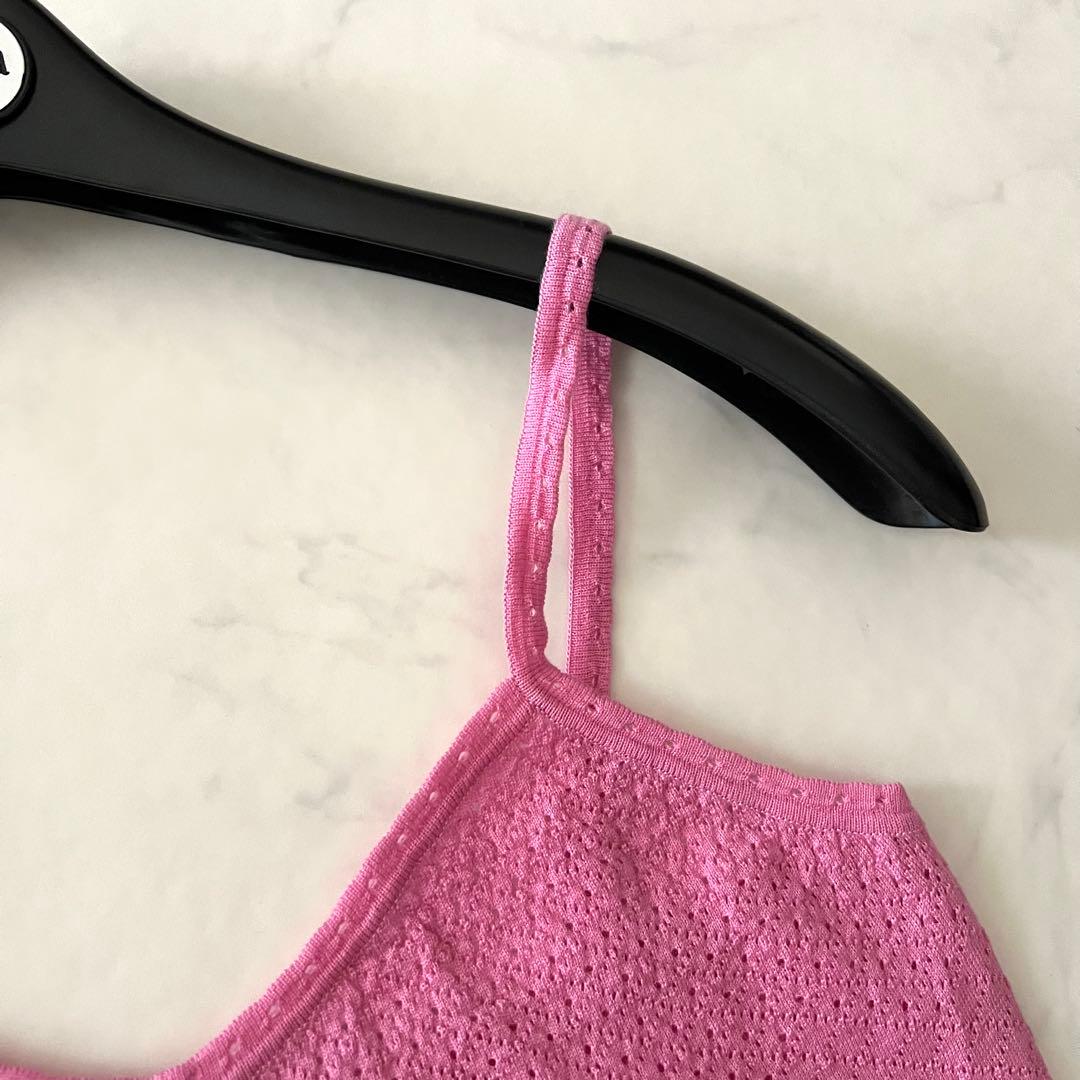 クリスチャンディオール ガリアーノ キャミソール ニット ロゴ ピンク 2004