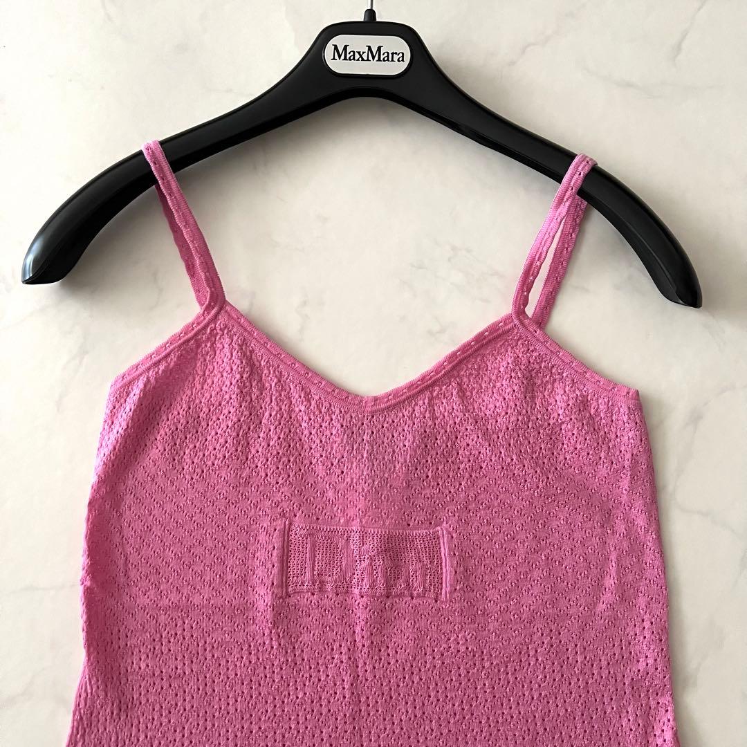 クリスチャンディオール ガリアーノ キャミソール ニット ロゴ ピンク 2004